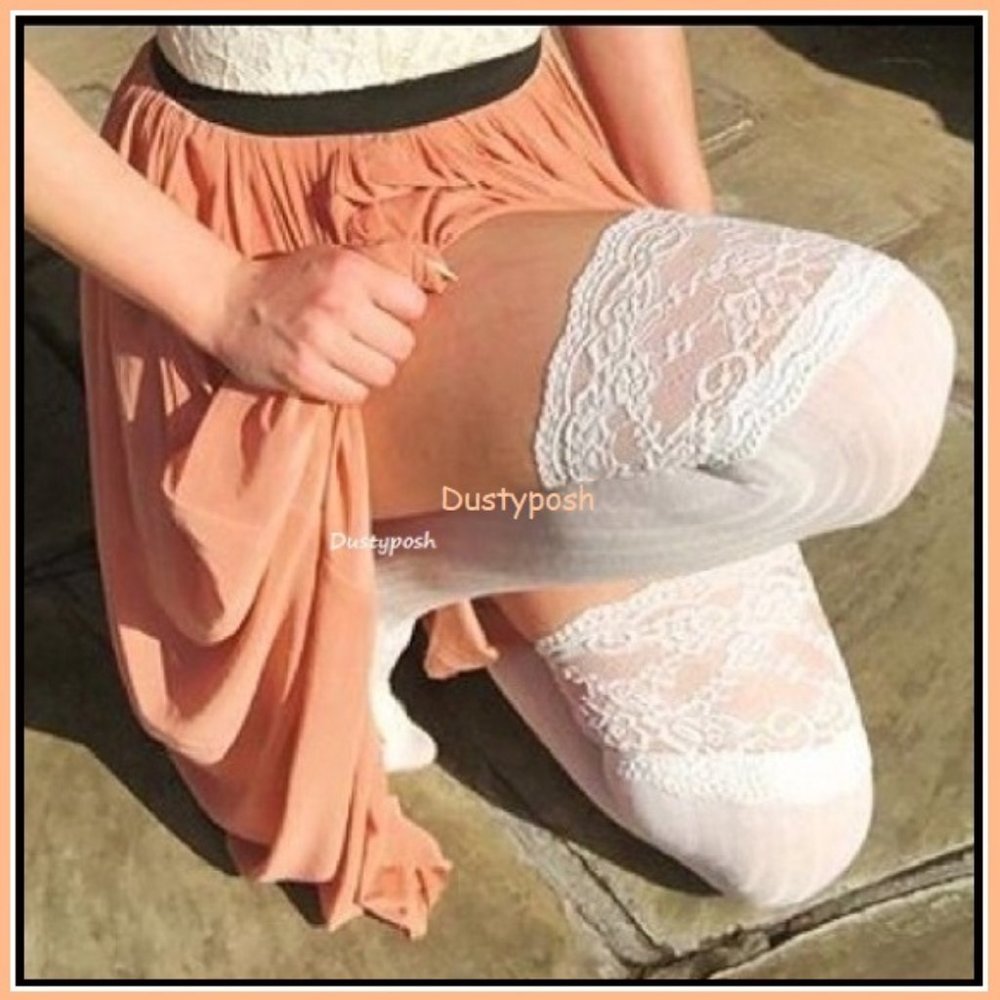 Sexy Lace Top Thigh High Over The Knee Socks Ribbed White Black Gift Cosplay New